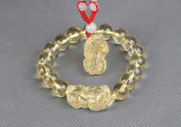 情人節獻禮 天然黃水晶貔貅手鏈吊墜套裝，招財辟邪情侶飾品限時促銷