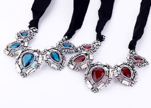 歐美時尚飾品新風尚 飄逸絲帶水晶項鏈，點亮女性優雅氣質